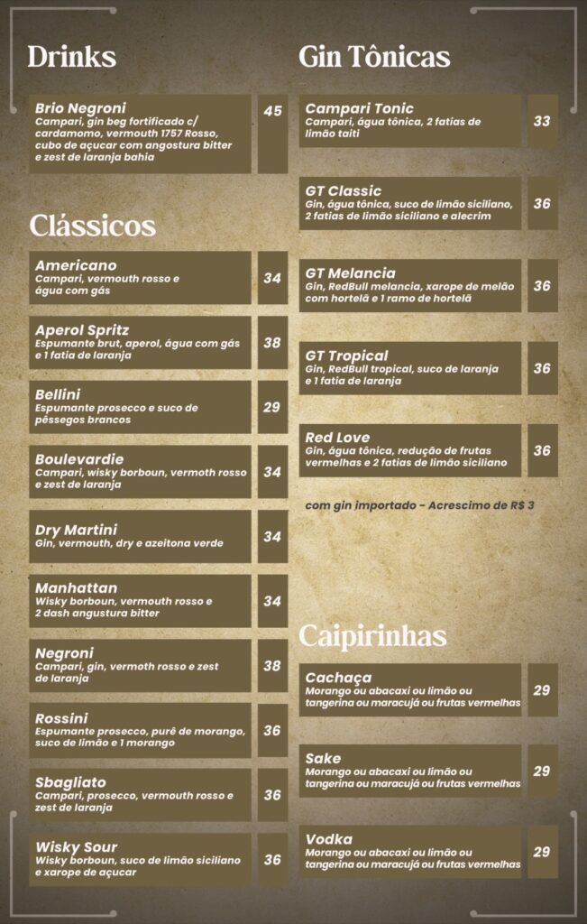 Bebidas - Drinks - Brio