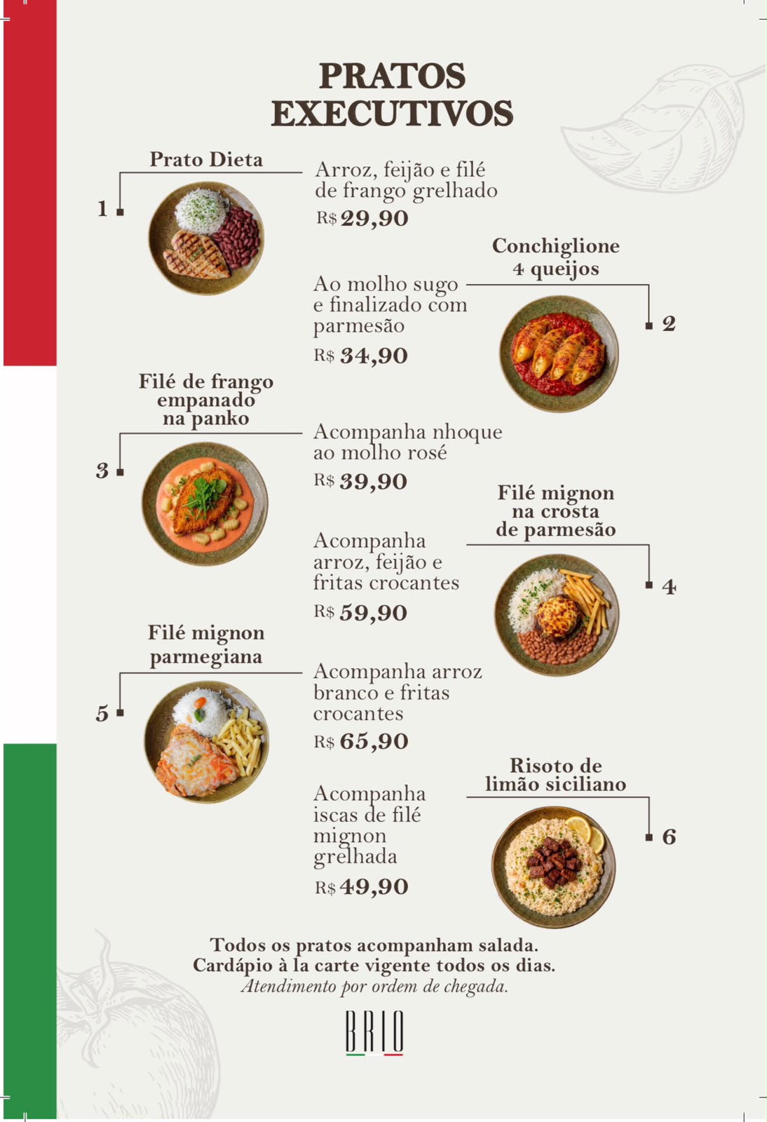 Pratos Executivos - Brio Bauru